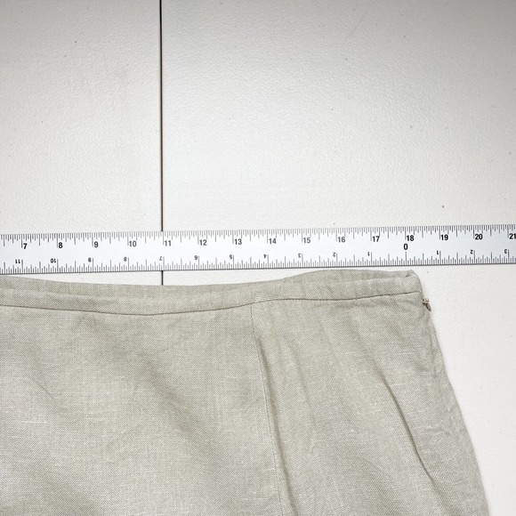 Talbots Linen A-line Midi Skirt Size 16‎ Taupe Lace Trim Side Zip Career - Picture 7 of 8